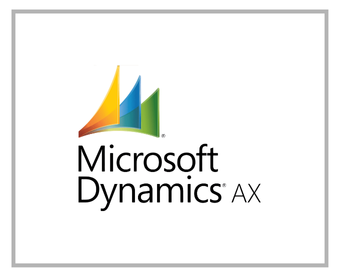 Microsoft Dynamics AX logo värvilise abstraktse kujuga teksti kohal.