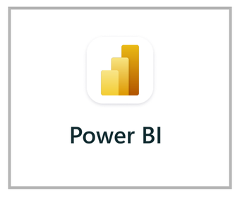 Power BI logo kolme vertikaalse kuldse ribaga ja tekstiga "Power BI" selle all.