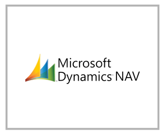 Microsoft Dynamics NAV logo värvilise abstraktse disaini ja tekstiga