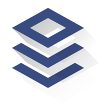 Bit-logo, jossa on kerroksittain pinottuja sinisiä kuusikulmioita.